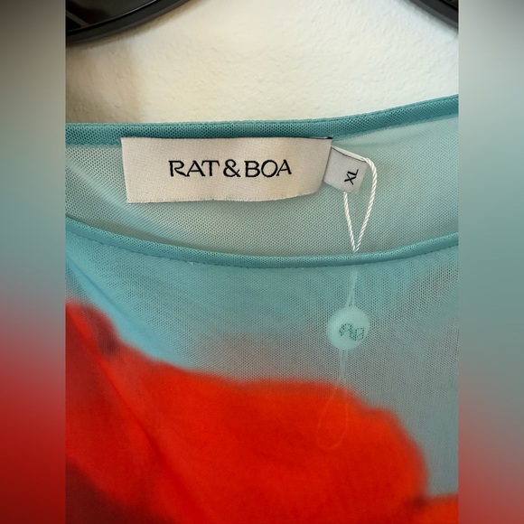 Rat & Boa Blue Red Floral Tulip Sheer Santino Maxi dress long sleeve XL NWOT - Picture 7 of 9